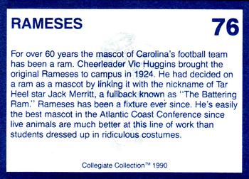 1990-91 Collegiate Collection North Carolina Tar Heels #76 Rameses Back
