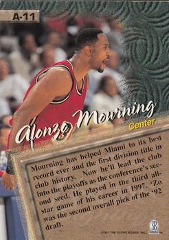 1997 Score Board Visions Signings - Artistry #A-11 Alonzo Mourning Back