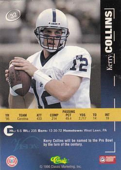 1996 Classic Visions Signings #32 Kerry Collins Back