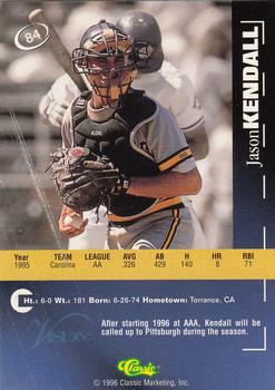 1996 Classic Visions Signings #84 Jason Kendall Back