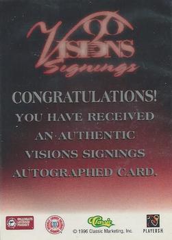 1996 Classic Visions Signings - Autographs Gold #NNO Matt Stevens Back