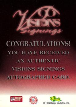 1996 Classic Visions Signings - Autographs Gold #NNO Bob Sura Back