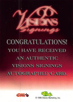 1996 Classic Visions Signings - Autographs Gold #NNO Johnathan Aitken Back