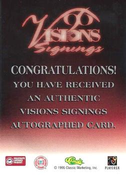 1996 Classic Visions Signings - Autographs Gold #NNO Brian Roche Back