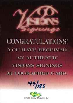 1996 Classic Visions Signings - Autographs Silver #NNO Marshall Faulk Back