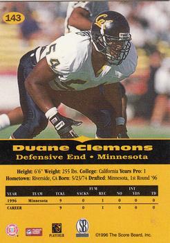 1996-97 Score Board All Sport PPF - Gold #143 Duane Clemons Back