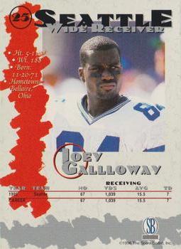 1996-97 Score Board Autographed Collection #25 Joey Galloway Back