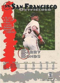 1996-97 Score Board Autographed Collection #38 Barry Bonds Back