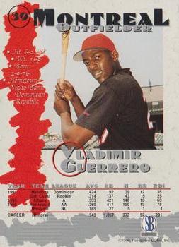 1996-97 Score Board Autographed Collection #39 Vladimir Guerrero Back