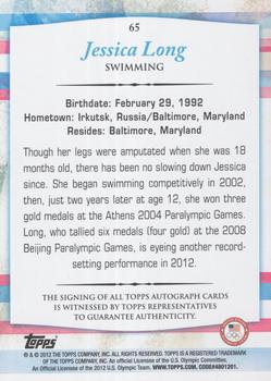 2012 Topps U.S. Olympic Team & Hopefuls - Autographs #65 Jessica Long Back