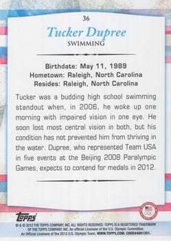 2012 Topps U.S. Olympic Team & Hopefuls - Bronze #36 Tucker Dupree Back