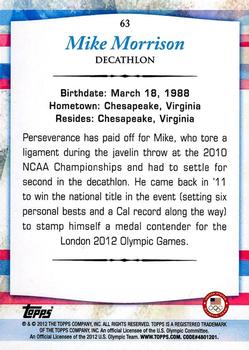 2012 Topps U.S. Olympic Team & Hopefuls - Bronze #63 Mike Morrison Back
