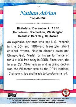 2012 Topps U.S. Olympic Team & Hopefuls - Bronze #87 Nathan Adrian Back