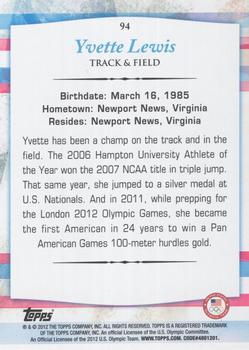 2012 Topps U.S. Olympic Team & Hopefuls - Bronze #94 Yvette Lewis Back
