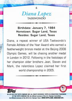 2012 Topps U.S. Olympic Team & Hopefuls - Bronze #6 Diana Lopez Back
