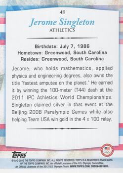2012 Topps U.S. Olympic Team & Hopefuls - Gold #48 Jerome Singleton Back