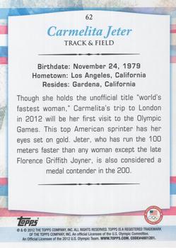 2012 Topps U.S. Olympic Team & Hopefuls - Gold #62 Carmelita Jeter Back