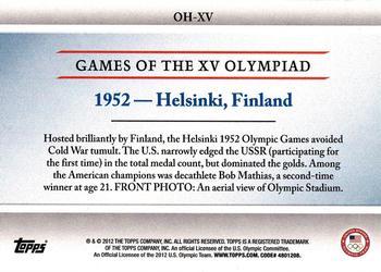 2012 Topps U.S. Olympic Team & Hopefuls - Heritage of the Games #OH-15 1952 Helsinki, Finland Back