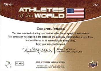 2010 Upper Deck World of Sports - Athletes of the World Autographs #AW-44 Kenny Perry Back