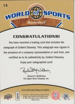 2010 Upper Deck World of Sports - Autographs #14 Calbert Cheaney Back