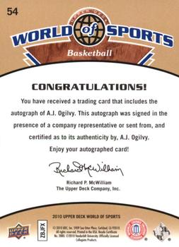 2010 Upper Deck World of Sports - Autographs #54 A.J. Ogilvy Back