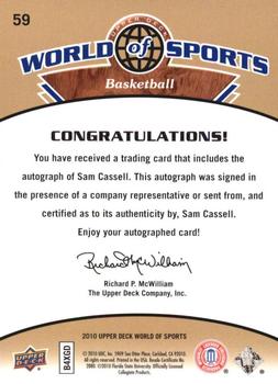 2010 Upper Deck World of Sports - Autographs #59 Sam Cassell Back