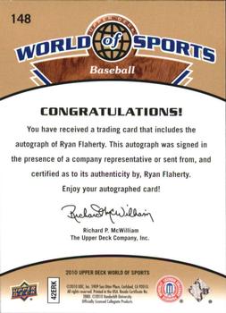 2010 Upper Deck World of Sports - Autographs #148 Ryan Flaherty Back