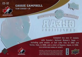 2010 Upper Deck World of Sports - Clear Competitors #CC-32 Cassie Campbell Back