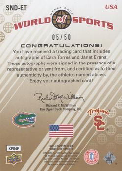 2010 Upper Deck World of Sports - Sports Nation Autographs Dual #SND-ET Dara Torres / Janet Evans Back