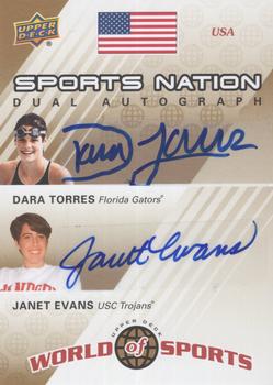 2010 Upper Deck World of Sports - Sports Nation Autographs Dual #SND-ET Dara Torres / Janet Evans Front