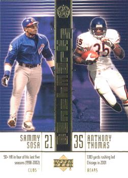 2002-03 UD SuperStars - Benchmarks #B8 Sammy Sosa / Anthony Thomas Front