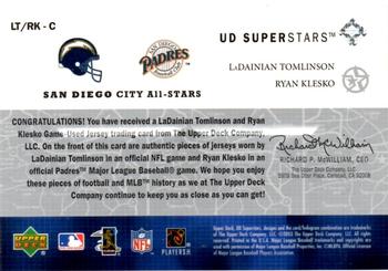 2002-03 UD SuperStars - City All-Stars Dual Jersey #LT/RK-C LaDainian Tomlinson / Ryan Klesko Back