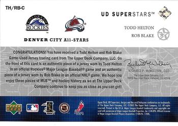 2002-03 UD SuperStars - City All-Stars Dual Jersey #TH/RB-C Todd Helton / Rob Blake Back