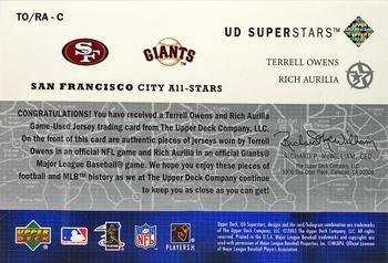 2002-03 UD SuperStars - City All-Stars Dual Jersey #TO/RA-C Terrell Owens / Rich Aurilia Back