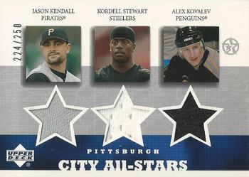 2002-03 UD SuperStars - City All-Stars Triple Jersey #JK/KS/AK-C Jason Kendall / Kordell Stewart / Alexei Kovalev Front