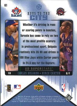 2002-03 UD SuperStars - Keys to the City #K1 Carlos Delgado / Vince Carter Back