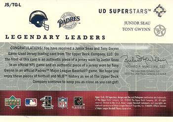 2002-03 UD SuperStars - Legendary Leaders Dual Jersey #JS/TG-L Junior Seau / Tony Gwynn Back