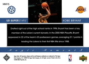 2002-03 UD SuperStars - Magic Moments #MM15 Kobe Bryant Back