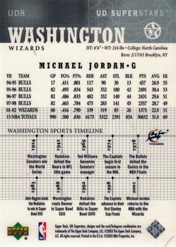 2002-03 UD SuperStars - Spokesmen #UD8 Michael Jordan Back