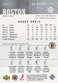 2002-03 UD SuperStars - Spokesmen #UD27 Bobby Orr Back