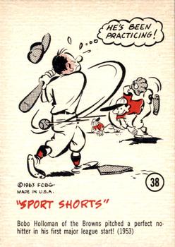 1963 Gad Fun Cards #38 Bobo Holloman Front
