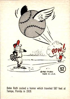 1963 Gad Fun Cards #52 Babe Ruth Homer in 1919 Front