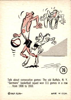 1963 Gad Fun Cards #76 Buffalo Germans, Basketball Squad Front