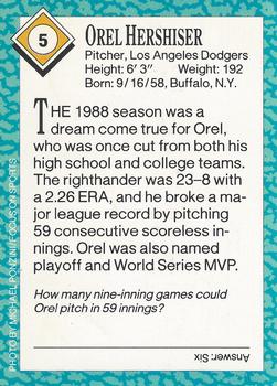 1989 Sports Illustrated for Kids #5 Orel Hershiser Back