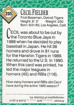 1990 Sports Illustrated for Kids #205 Cecil Fielder Back