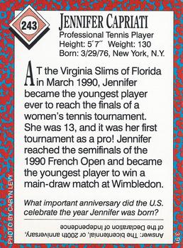 1991 Sports Illustrated for Kids #243 Jennifer Capriati Back
