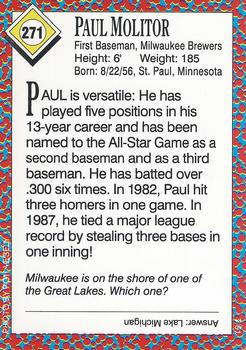 1991 Sports Illustrated for Kids #271 Paul Molitor Back