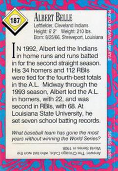 1993 Sports Illustrated for Kids #187 Albert Belle Back