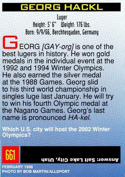 1998 Sports Illustrated for Kids #661 Georg Hackl Back
