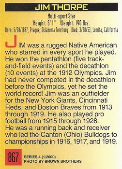 2000 Sports Illustrated for Kids I (Jan-Nov 2000) #867 Jim Thorpe Back